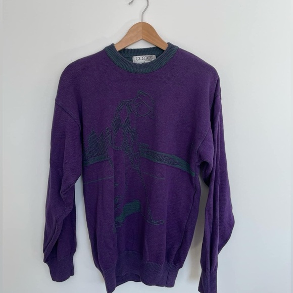 Vintage Purple Golfer Sweater by Cladwell Size Small - Picture 7 of 8